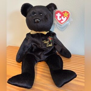 Ty Black Plush Bear with Silver Tag